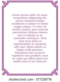 Pink purple border frame deco vector art simple line corner