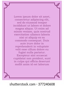 Pink purple border frame deco vector art simple line corner