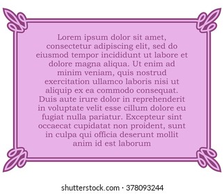 Pink purple border frame deco vector art simple line corner