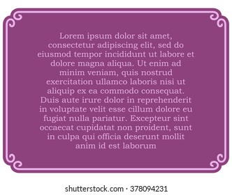 Pink purple border frame deco vector art simple line corner