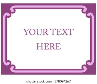 Pink purple border frame deco vector art simple line corner