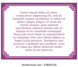 Pink purple border frame deco vector art simple line corner