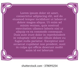 Pink purple border frame deco vector art simple line corner