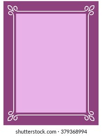 Pink purple border frame deco vector art simple line corner