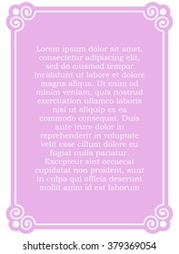 Pink purple border frame deco vector art simple line corner