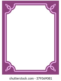 Pink purple border frame deco vector art simple line corner