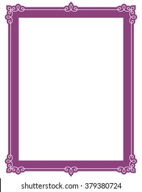 Pink purple border frame deco vector art simple line corner