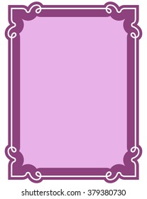 Pink purple border frame deco vector art simple line corner