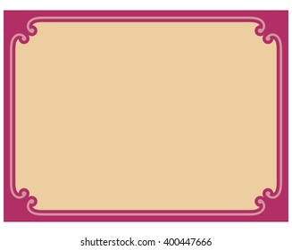 Pink purple border frame deco vector art simple line corner