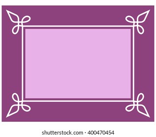 Pink purple border frame deco vector art simple line corner