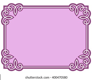 Pink purple border frame deco vector art simple line corner