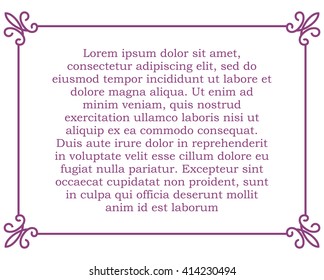 Pink purple border frame deco vector art simple line corner