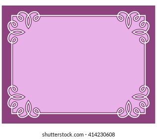 Pink purple border frame deco vector art simple line corner