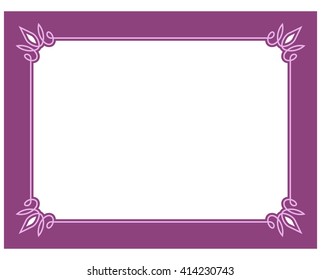 Pink purple border frame deco vector art simple line corner