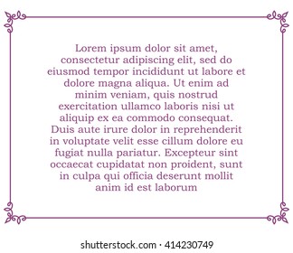 Pink purple border frame deco vector art simple line corner