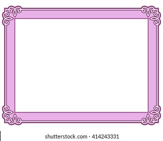 Pink purple border frame deco vector art simple line corner