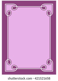 Pink purple border frame deco vector art simple line corner