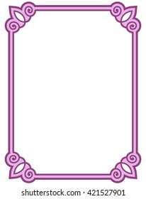 Pink purple border frame deco vector art simple line corner