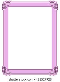 Pink purple border frame deco vector art simple line corner