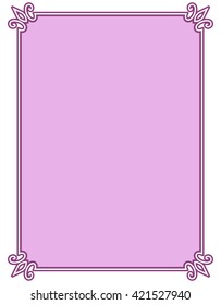 Pink purple border frame deco vector art simple line corner