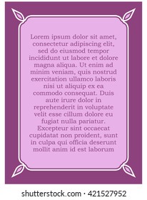 Pink purple border frame deco vector art simple line corner