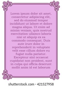 Pink purple border frame deco vector art simple line corner