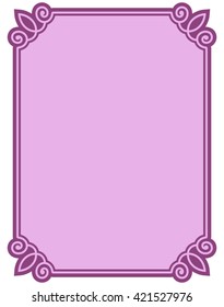 Pink purple border frame deco vector art simple line corner