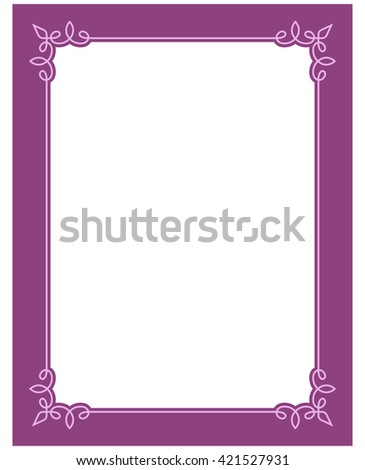 Pink purple border frame deco vector art simple line corner