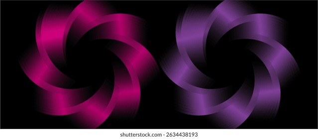pink and purple bronze metal circle frames 3d vector realistic illustration. First, second and third place medals or buttons isolated on black background. Certified. Quality blank, empty badge set.