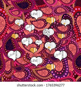 Pink, purple and brown on colors. Tender fabric pattern. Seamless Abstract Retro Background Design. Pattern. Vector.