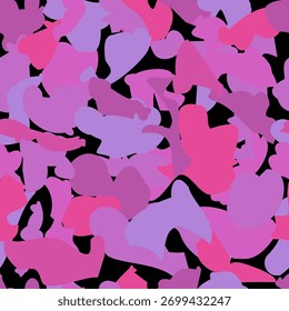Patrón sin costuras de camuflaje rosa y púrpura. Fondo Urbana de moda del camo con las Formas Abstractas modernas para la impresión textil y la ropa de moda