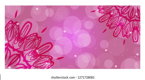 Pink, purple Color ornamental ethnic banner. Templates with doodle tribal mandalas. Vector illustration for design.