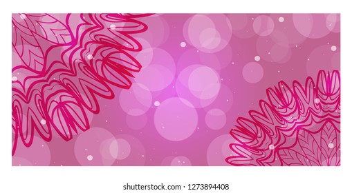 Pink, purple Color ornamental ethnic banner. Templates with doodle tribal mandalas. Vector illustration for design.
