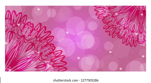 Pink, purple Color ornamental ethnic banner. Templates with doodle tribal mandalas. Vector illustration for design.