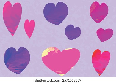 pink purple colorful different hearts set vector