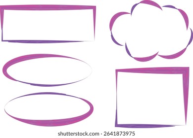pink purple colorful different pattern abstract frames irregular shapes set