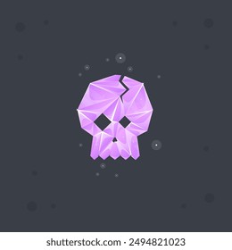 Pink Purple Crystal Gem Magic Esoteric Skull Game Icon Isolated Vector Design