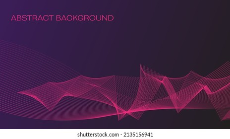 Pink and purple Digital Technology dynamic lines waves concept abstract background banners vector