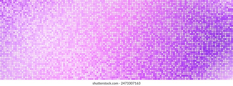 Fondo rosa púrpura de la fiesta de la discoteca. Textura iridiscente de mosaico de lentejuelas. Fondo de pantalla de semitono brillante Abstractas. Pop arriba brillo cómico destellos de fondo. Plantilla de diseño de Vector retro