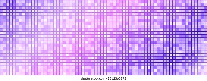 Pink purple disco party pattern background. Iridescent sequin mosaic texture. Abstract shining halftone wallpaper. Pop up comic sparkling glitter backdrop. Retro vector design template