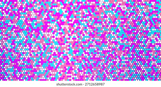 Patrón de fiesta disco púrpura rosa. Fondo de textura de mosaico de lentejuelas iridiscentes. Abstractas Fondo de pantalla semitono brillante. Pop de fondo de destellos de brillo cómico. Plantilla de diseño de Vector retro