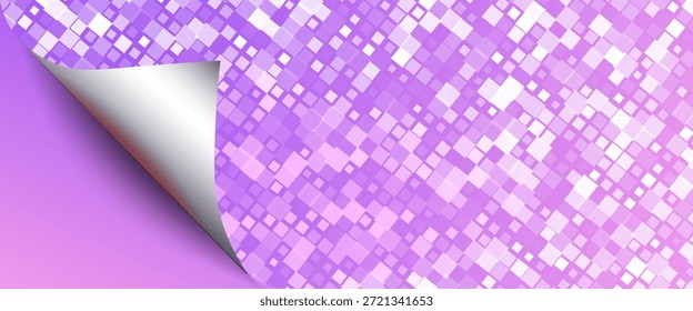 Pink purple disco party pattern background. Iridescent sequin mosaic texture. Abstract shining halftone wallpaper. Pop up comic glitter sparkles backdrop. Retro vector 