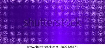 Pink purple disco party pattern background. Iridescent sequin mosaic texture. Abstract shining halftone wallpaper. Pop up comic glitter sparkles backdrop. Retro vector 