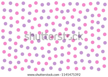 Pink and purple dots as background made of randomly placed colored little spots. Dotted area. Wallpaper or backdrop. Isolated illustration on white background. Vector.