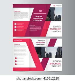 Pink purple elegance geometric business trifold business Leaflet Brochure Flyer template vector minimal flat design set