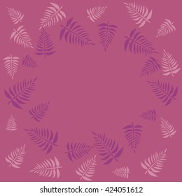 Pink and purple Fern frame. Vector illustration