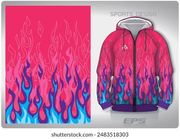 pink purple fire pattern design, illustration, textile background for sports t-shirt, football jersey shirt mockup for football club. consistent front view