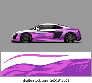 Rosa e roxo chama envoltório feminino carro de corrida vetor vinil