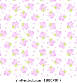 Pink and purple floral seamless pattern.It's seamless background pattern for Gift Wrap, wale and background. This design has Pink and purple flower in white background.