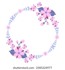Pink and purple floral wreath elegant spring frame